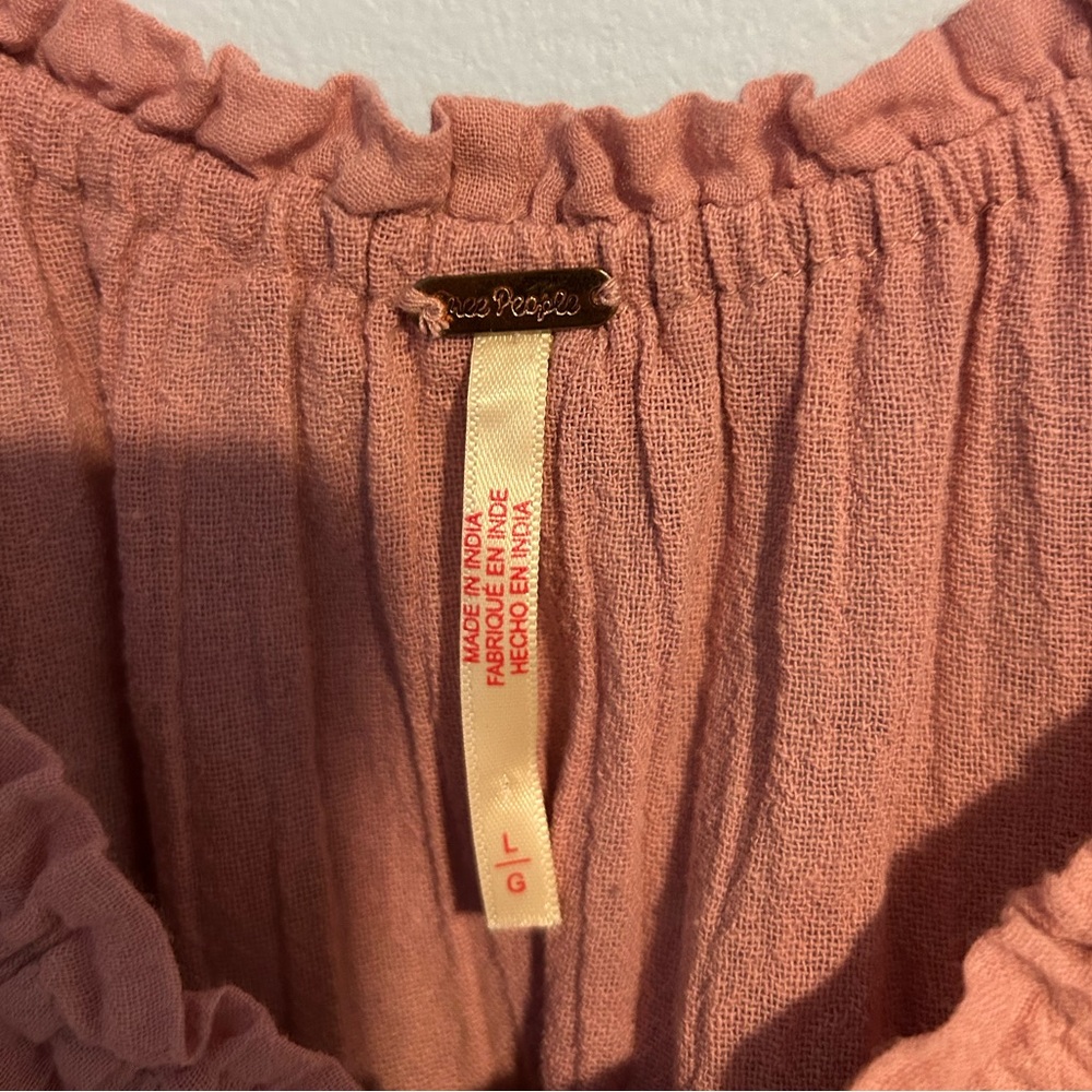 Free People Dusty Rose Ruffled Cropped Shirt - Picture 4 of 6